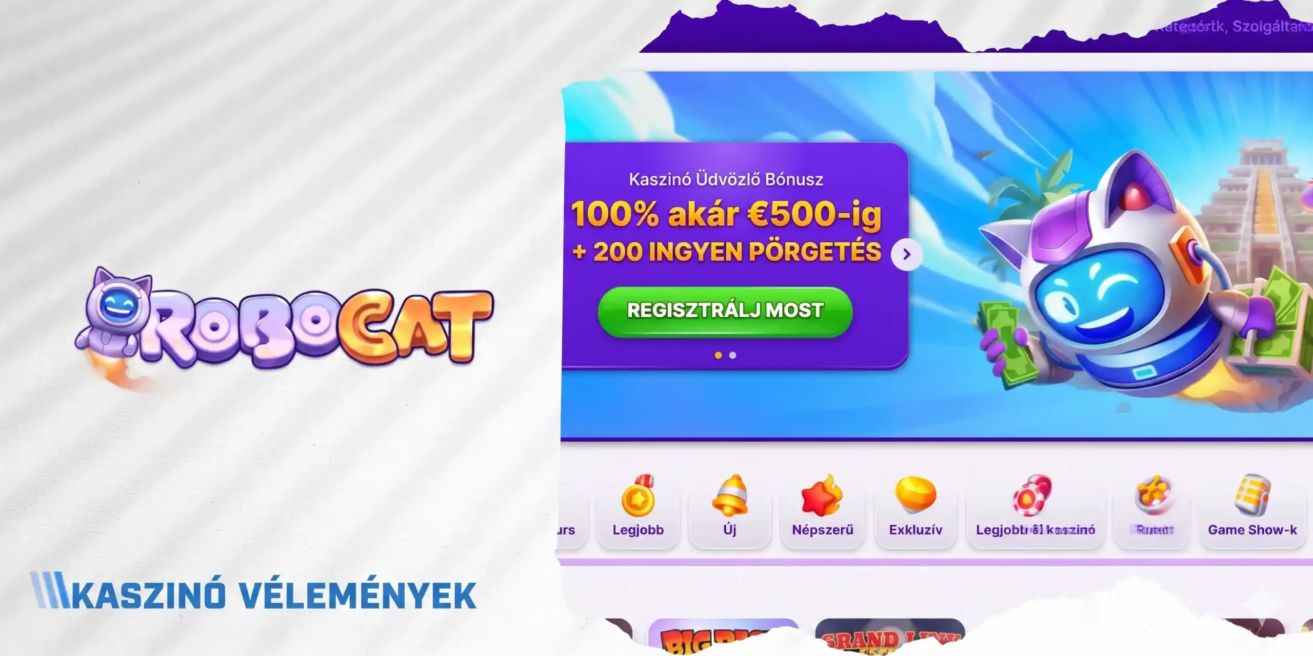 RoboCat kaszinó vélemények és üdvözlő bónusz ajánlat